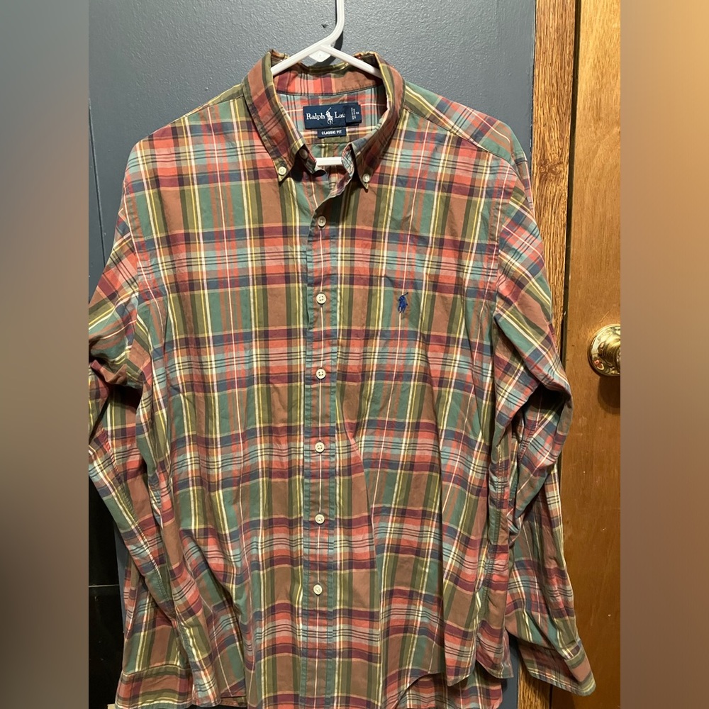Polo Ralph Lauren Men’s Button Up Plaid Size Large Large 16 1/2